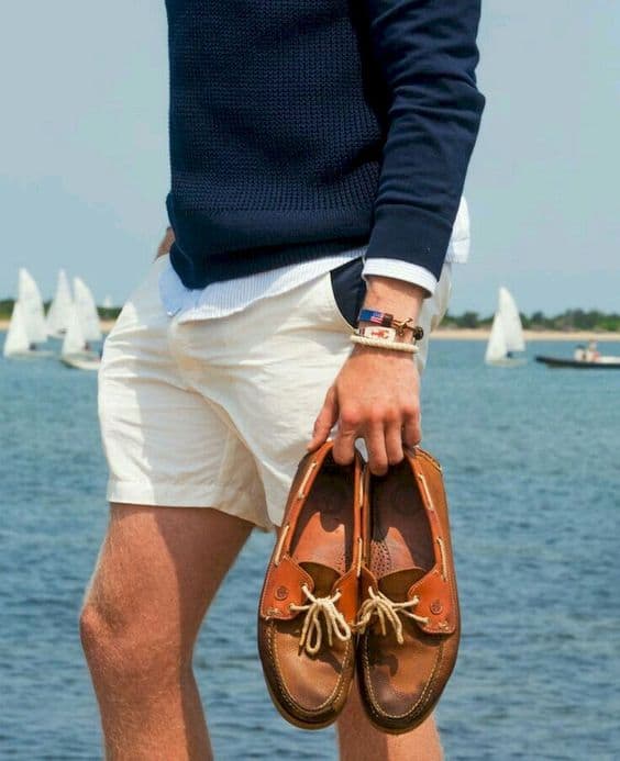 boat shoes and shorts combo