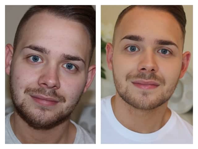 Before and after men's makeup