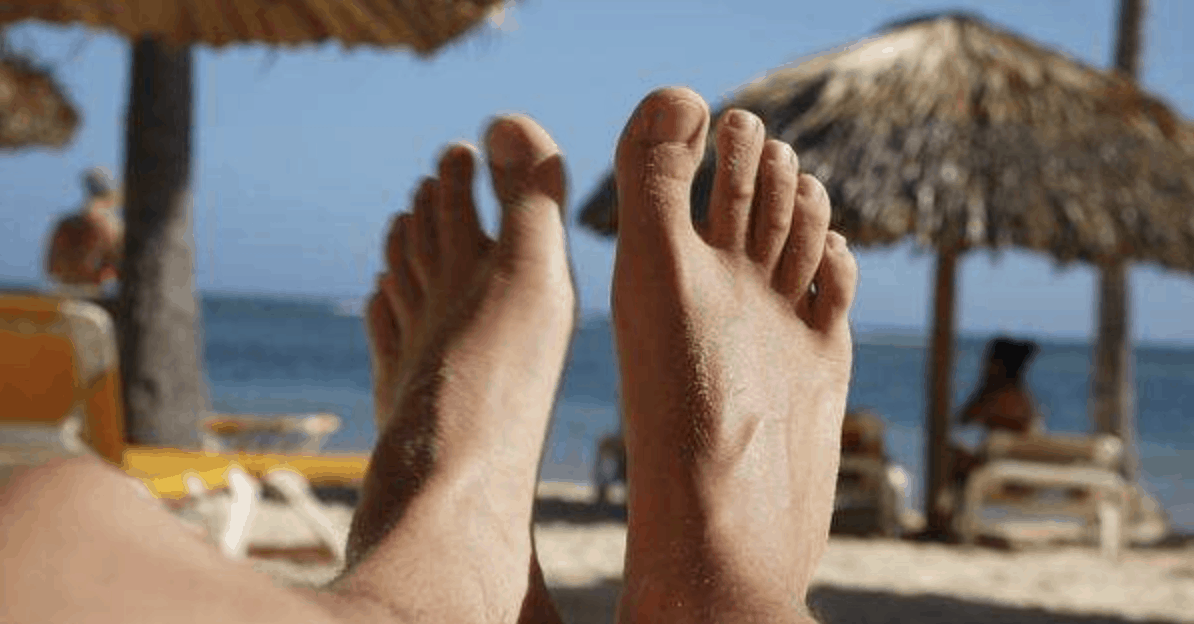 fixing a man's cracked feet