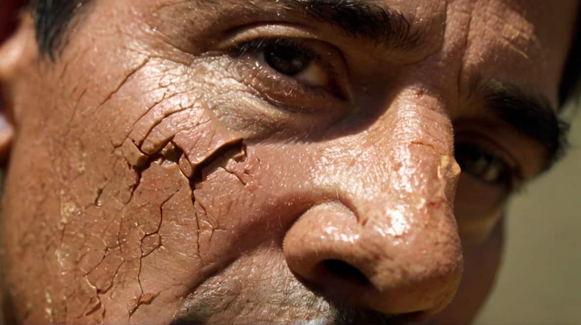 man with dry skin