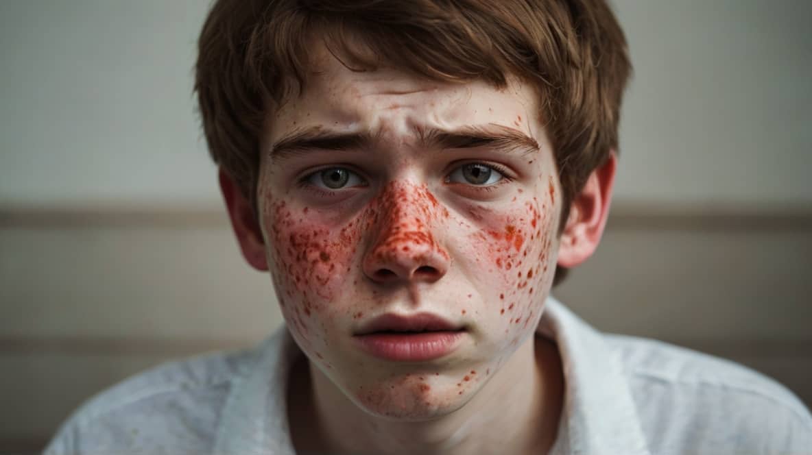 teenage boy with acne